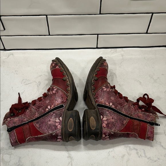 Rovers Stiefeletten Rosa/Mehrfarbig Gr. Floral Red Women's Boots Leather - Picture 9 of 14